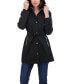 Women's Belted Zip Front Soft Shell Trench Coat With Detachable Hood Черный, Средний - фото #4