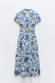 Фото #5 товара Платье из ткани с принтом с ажурной вышивкой ZARA
