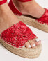 South Beach woven flatform espadrille sandal in red