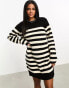 Threadbare Evie midi jumper dress in black and white stripe