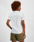 ფოტო #2 პროდუქტის Women's Cotton Textured-Stripe Button Shirt