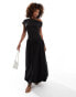 ASOS DESIGN asymmetric bubble hem maxi dress in black