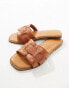 Truffle Collection wide fit flat mule in tan