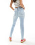 Фото #4 товара Bershka high waist skinny jean in light wash blue