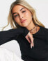 ASOS DESIGN fitted crop t-shirt with long sleeve in black