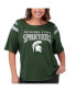 ფოტო #1 პროდუქტის Women's Green Michigan State Spartans Linebacker Half-Sleeve T-shirt