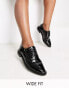 Фото #2 товара ASOS DESIGN Wide Fit More flat lace up shoes in black