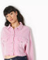 Pimkie cropped oversized denim jacket with raw hem in pink wash