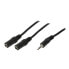 LogiLink 1x3.5mm - 2x3.5mm - 0.2m - 3.5mm - Male - 2 x 3.5mm - Female - 0.2 m - Black