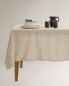 Checked linen tablecloth with fringing