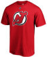 Фото #2 товара Men's Jack Hughes Red New Jersey Devils Authentic Stack Name and Number T-shirt