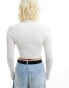 Фото #8 товара Tommy Jeans knit rib collar sweater in white