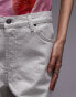 Фото #4 товара Topshop denim loose jort in bone white