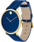 ფოტო #2 პროდუქტის Swiss Modern Blue Leather Strap Watch 40mm