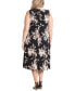 Plus Size Floral-Print Keyhole Sleeveless A-Line Dress