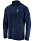 Фото #3 товара Men's Navy Seattle Kraken Primary Logo Quarter-Zip Pullover Fleece Jacket