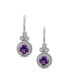 ფოტო #3 პროდუქტის Classic Art Deco Style Purple Synthetic Amethyst Halo Circle Circlet Rosette Solitaire Drop Earrings For Women Sterling Silver