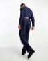 ASOS DESIGN wide panel belt suit trouser in navy