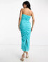 Фото #2 товара Pretty Lavish ruched bandeau midaxi dress in turquoise