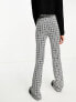 Noisy May Tall flared trousers in black houndstooth