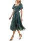 ფოტო #3 პროდუქტის Juniors' Crinkled Balloon-Sleeve Tiered Midi Dress