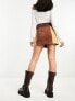 ASOS DESIGN festival suede patchwork western style mini skirt in brown