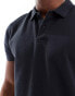 Threadbare jersey polo shirt in black with ribbed collar