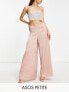 Фото #1 товара ASOS DESIGN Petite wide leg satin trouser in blush pink
