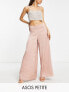 ASOS DESIGN Petite wide leg satin trouser in blush pink