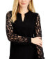 Women's Split-Neck Lace-Sleeve Blouse