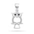 Playful silver jewelry set with zircons Owl SET224W (pendant, earrings)