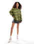 Фото #2 товара Urban Revivo oversized striped soft jumper in green