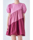 Фото #2 товара Women's Asymmetrical Colorblock Puff Sleeve Dress