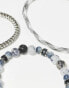 Фото #3 товара ASOS DESIGN 4 pack beaded bracelet set in grey tone