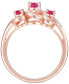 ფოტო #2 პროდუქტის Ruby (3/4 ct. t.w.) & Diamond (1/10 ct. t.w) Statement Ring in 14k Rose Gold Over Sterling Silver