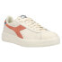 Diadora Game Step Premium Tumbled Leather Lace Up Womens Off White, Orange Snea