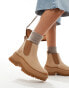 Timberland Roxie Lane chunky chelsea boot in beige nubuck