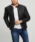 ფოტო #1 პროდუქტის Men's Stretch Faux Leather Biker Collar Jacket