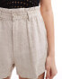 Hollister linen blend elasticated waist short in beige