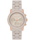 ფოტო #1 პროდუქტის Women's Runway Quartz Chronograph Rose Gold-Tone Stainless Steel and Wheat Silicone Watch 38mm