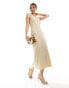 Фото #1 товара Pretty Lavish contrast trim satin slip midaxi dress in gold