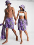 Фото #2 товара COLLUSION Unisex typo print shorts co ord in purple