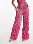 Фото #2 товара Vero Moda plisse wide leg trouser co-ord in pink florals