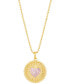 ფოტო #1 პროდუქტის Lab-Grown Pink Sapphire Heart Disc Pendant Necklace (1/5 ct. t.w.) in 14k Gold-Plated Sterling Silver, 16" + 4" extender