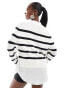 French Connection 2 in 1 funnel neck jumper with shirt underlay in white and black stripe Черно-белый, XS - фото #3