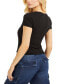 ფოტო #2 პროდუქტის Women's Crewneck Embellished-Logo Short-Sleeve Top