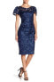 Marina 154415 Women's Embroidered Sequin Sheath Dress Navy Sz. 6