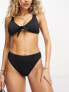 Фото #1 товара Hollister high leg high waist ribbed co-ord bikini bottoms in black