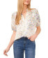 Фото #1 товара Women's Floral Ruffle-Collar Short-Sleeve Top