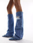 My Accessories London denim leg warmers in blue